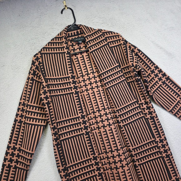 Premise Cardigan Women S Brown Black Geometric Modern Academia Longline Duster - Picture 1 of 12